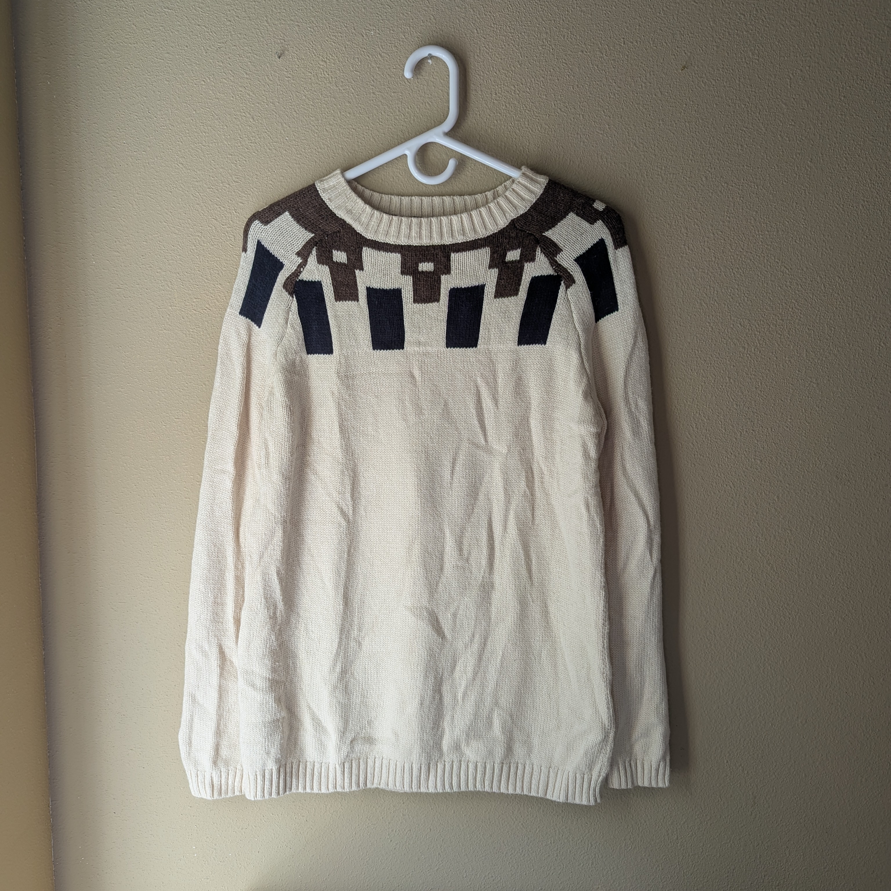 Mango Cream And Brown Crewneck Sweater